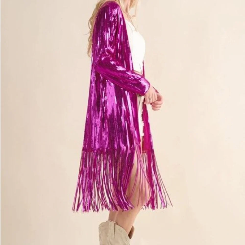 Buckle Purple Sequin Fringe Jacket - Picture 2 of 2